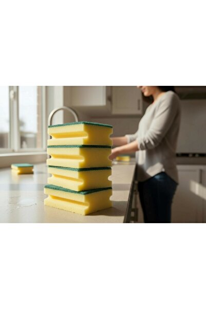 Technow Jumbo Large Size Vip Quality 14 X 7 cm Corrugated Dish Sponge 5 Pieces