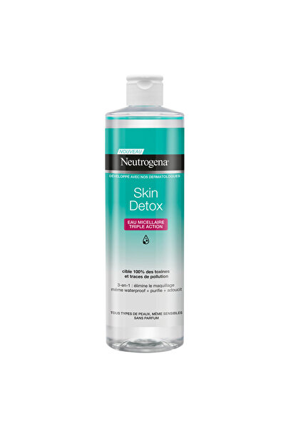 Neutrogena Skin Detox Apă Micelară 400 ml – Tripla Acțiune: Demachiere Waterp...