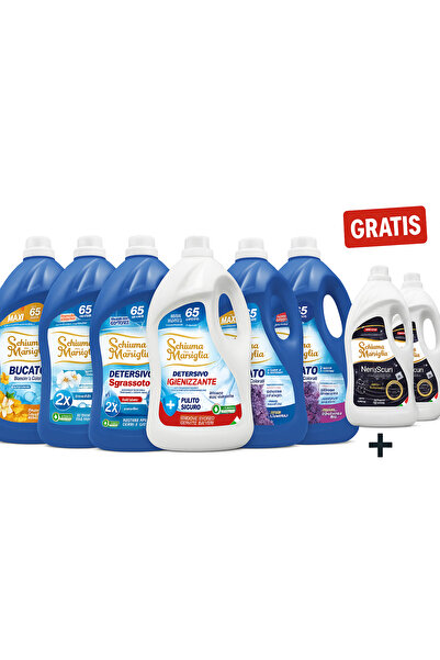 Schiuma di Marsiglia Pachet Premium 6 x Detergenti + 2 Neri Scuri Cadou