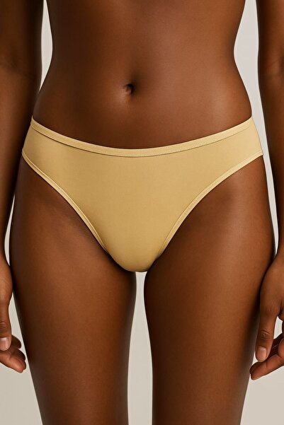 enmodaiçgiyim 5 Pieces Skin Color Cotton Basic Daily Women's Bikini Panties – Normal Waist, Non-Marking, Flexible and Comfortable