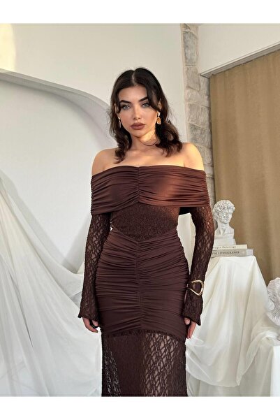 Julidress Strapless Neckline Paneled Maxi Long Length Premium Design Lace Dress