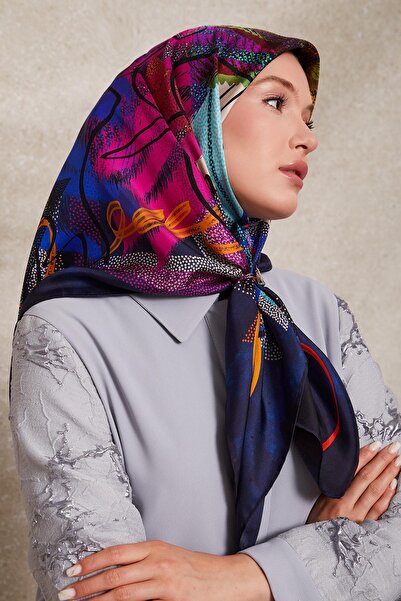 Levidor Dark Blue Twill Silk Scarf 40