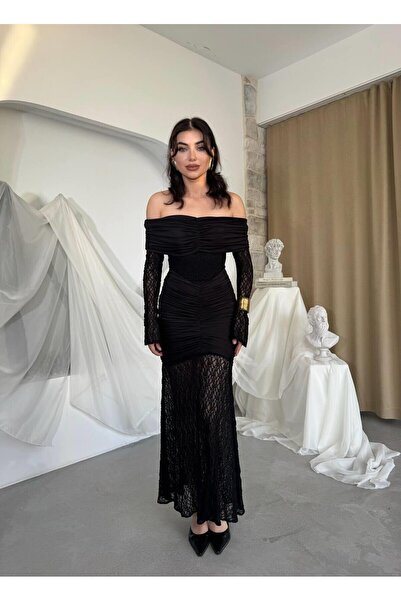 Julidress Strapless Neckline Paneled Maxi Long Length Premium Design Lace Dress