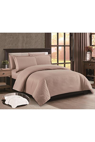 Red Rose Luxury Stripe Double Duvet Set – Soft Hotel Quality – 7 Pieces