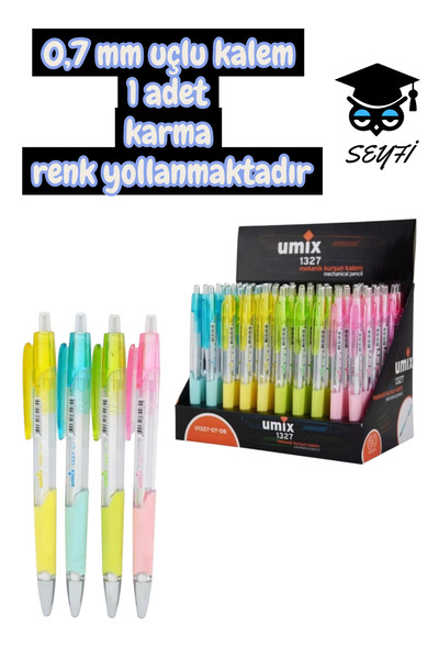 SEYFİKİRTASİYE قلم برأس 0.7 ملم، قطعة واحدة، ألوان متنوعة، رقم 1327