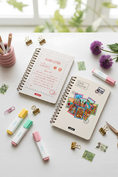 Miona A5 Spiral School Notebook 120 Pages Set of 2 2 Unlined Notebooks, Notebook