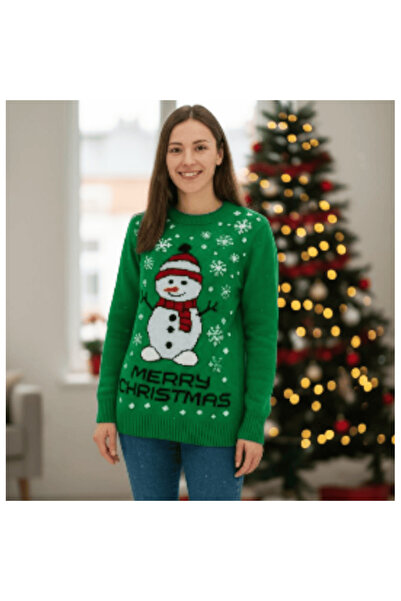 Star Fashion Pulover dama Craciun, model traditional, tricotat, imprimeu vesel