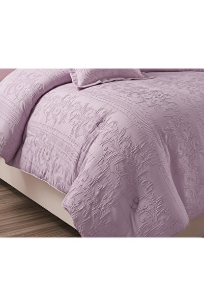 Red Rose Luxury Lavender Duvet Set – 7 Pieces – Embossed Floral Pattern