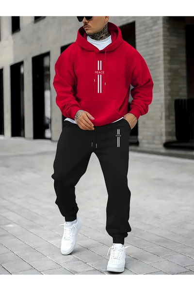 ibibik moda Σετ αθλητικής φόρμας Unisex Peace με τύπωμα Casual Form