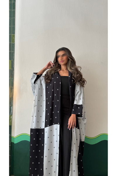 AYA MWT450 - Black and white polka dot abaya