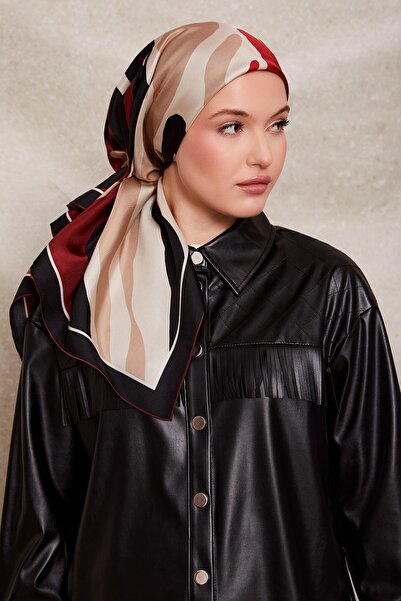 Levidor Black-Burgundy Twill Silk Scarf 43