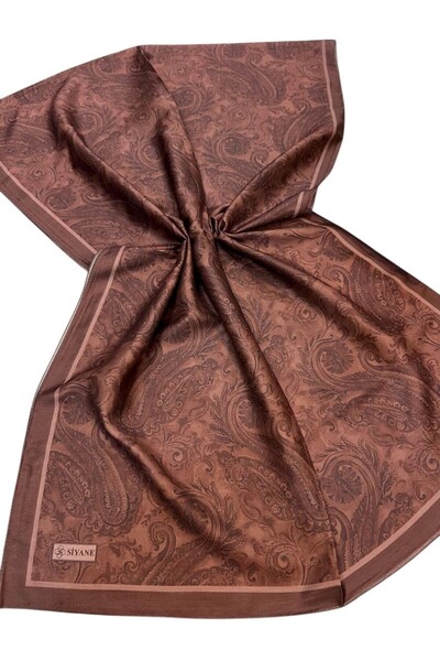 Siyane Aci Kahve Scarf Ethnic Painting Pattern Cotton Shawl