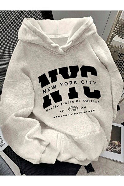 ibibik moda سويت شيرت للجنسين NYC New York City مطبوع بغطاء رأس