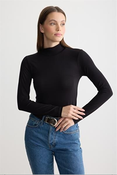 MODA MAÇKA PARK Women's Long-Sleeved Cotton Half-High-Neck Combed Cotton Undershirt