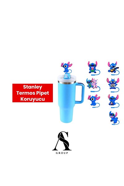 As Termos Uyumlu Stitch Figürlü Pipet Koruyucu Silikon Kapak