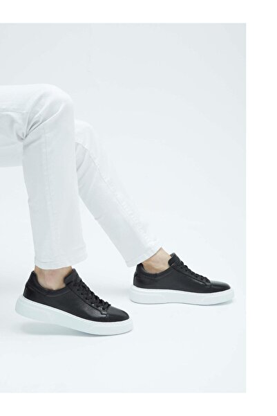 Bay Emir Inside Out Genuine Leather Zr Model Black Men's Sneakers