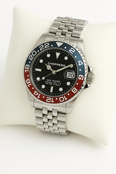 arpat time saat aksesuar Premium, Black Dial with Subdials, Rotating Bezel, Steel Men's Watch