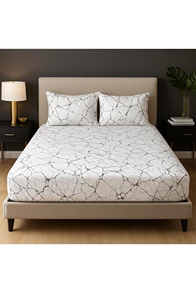 uykulife home collection Uykuli̇fe White Marble Bed Sheet Set