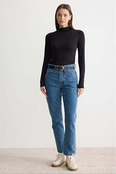 MODA MAÇKA PARK Women's Long-Sleeved Cotton Half-High-Neck Combed Cotton Undershirt