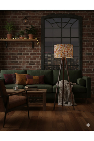 Otay Aydınlatma El Yapımı Sonbahar Yaprak Desenli Lambader Başlığı ( Sadece Başlık )