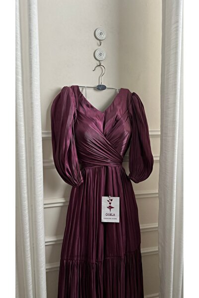 Onila Soft burgundy dress with sleeves