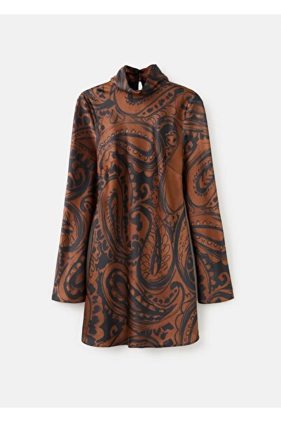 MANGO Woman Paisley desenli saten elbise