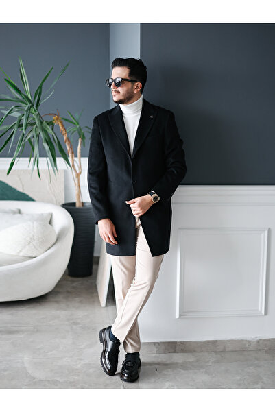 Avni Ceylan Men's Stylish Classic Slim Fit Cashmere Coat