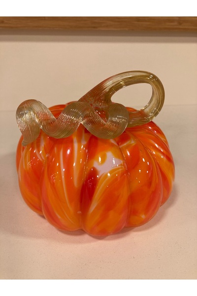 PLUS HOME DEKORATİF ÜFLEME CAM SANATI KABAK ORANJE RENK 13X13 CM