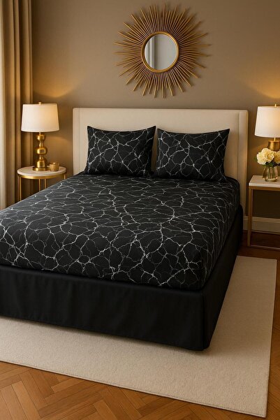 uykulife home collection Uykuli̇fe Black Marble Bed Sheet Set