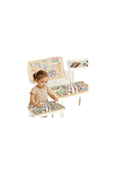 Three top online LULILO LUDO wooden sensory manipulation table 2in1 - pink