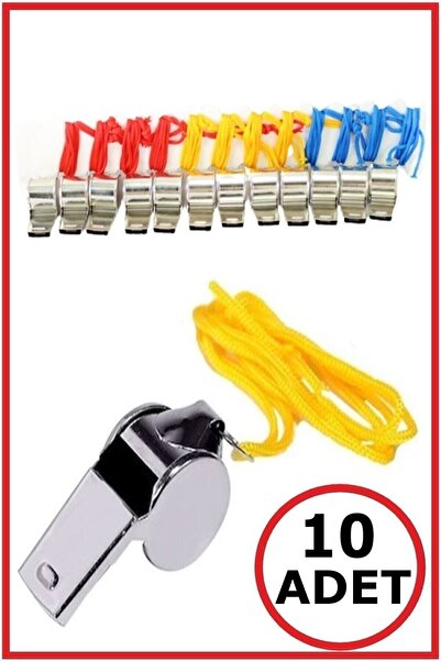 Hyd Deprem Düdüğü Seti - Metal Renkli Ipli Düdükler (10 Adet)