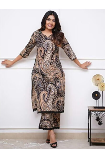 MYSMAR Beige Viscose Cotton Salwar Kameez - ALV1324 | Beige