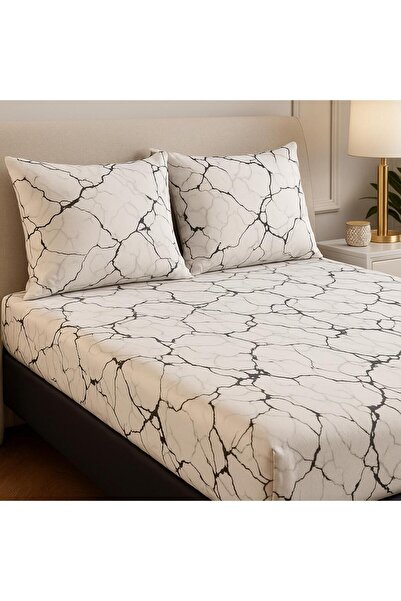uykulife home collection Uykuli̇fe White Marble Bed Sheet Set