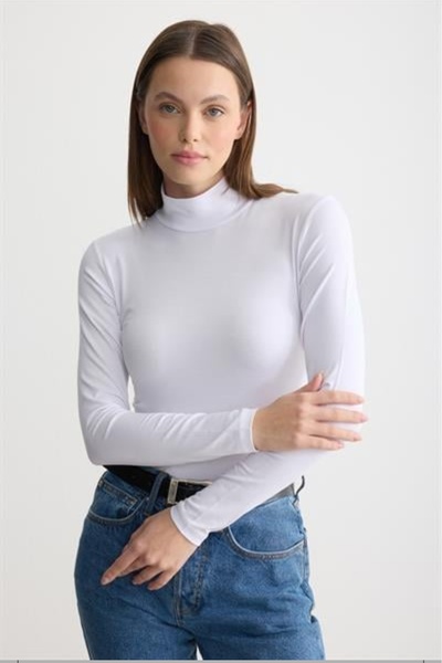 MODA MAÇKA PARK Women's Long-Sleeved Cotton Half-High-Neck Combed Cotton Undershirt