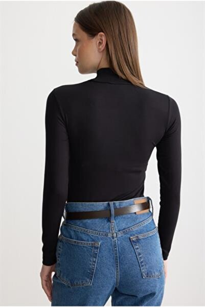 MODA MAÇKA PARK Women's Long-Sleeved Cotton Half-High-Neck Combed Cotton Undershirt