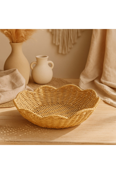 store trend Doğal Hasır Rattan Büyük boy Sunum Sepeti – Ekmek, Meyve, Kuruyemiş Servis ve Dekoratif Organizer