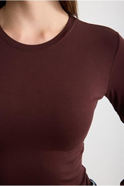 MODA MAÇKA PARK Women's Long-Sleeved Cotton Crew Neck Combed Cotton Undershirt