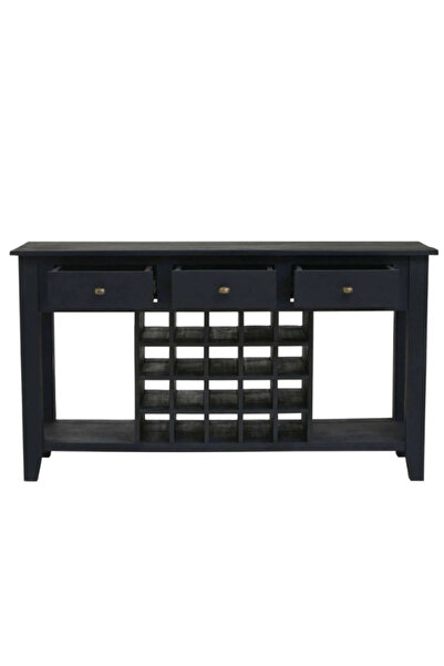 feruzadeco 3 Çekmeceli Siyah Ahşap Konsol | Modern Rustic Tarz Depolama Ünite...