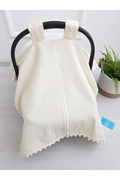 artıbebe 100% Cotton Cream Solid Color Pique Zippered Muslin Stroller Cover