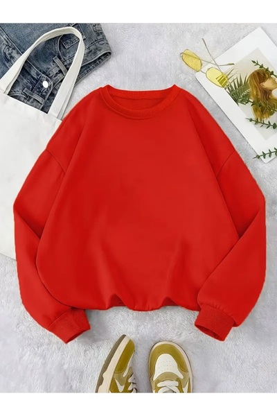 EXPECTED Unisex Oversize O-Neck Ribbed Seasonal Sweatshirt 2 Threads