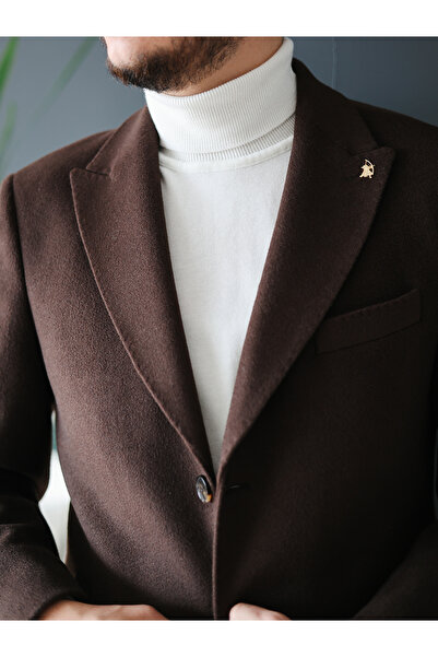 Avni Ceylan Men's Stylish Classic Slim Fit Cashmere Coat