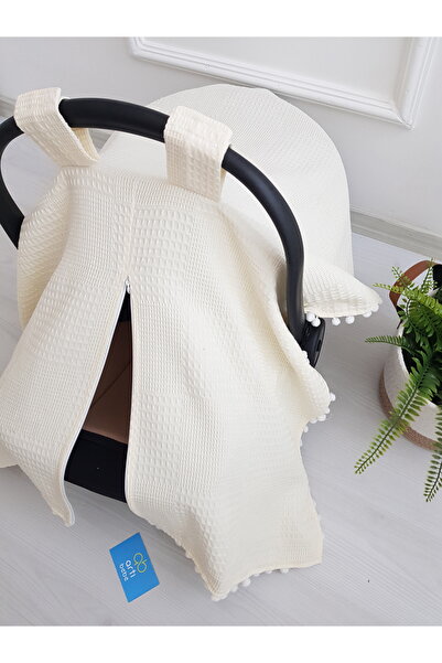 artıbebe 100% Cotton Cream Solid Color Pique Zippered Muslin Stroller Cover