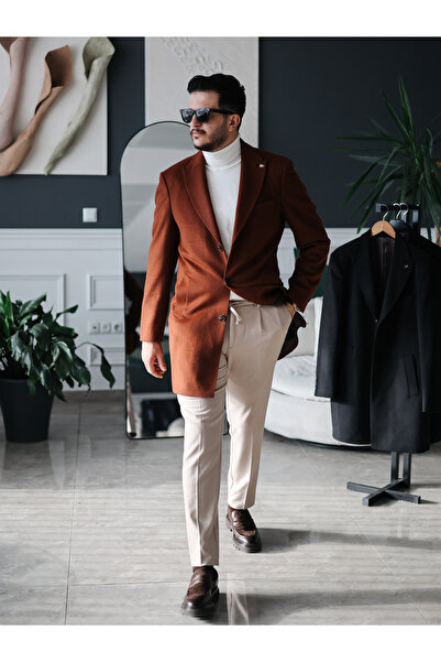 Avni Ceylan معطف رجالي أنيق كلاسيكي قصة ضيقة كاشي