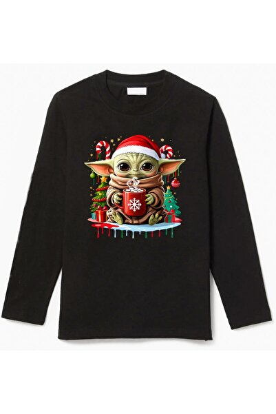 Efendioğlu Design Uzun kollu sevimli Noel Bebek Yoda baskılı yeni yıl yılbaşı...