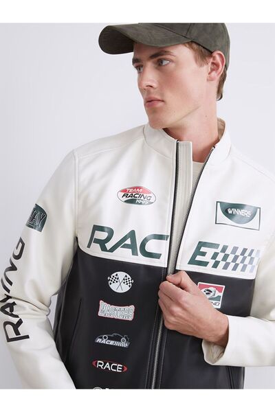 LC Waikiki Xside Standard Mold Mock Neck Men's Leather-Look Coat