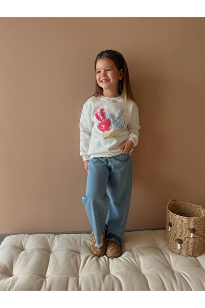 inebolu kids نعم، سويت شيرت مطرز بثلاثة خيوط مبطن بالصوف من قماش الدنيم، طقم ...