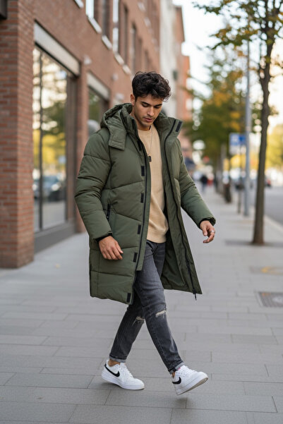 dehaine Men's long jacket, side zippers, M25