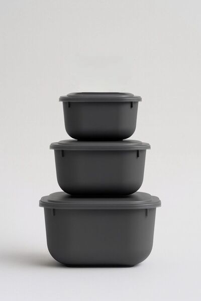 Funny Life Set of 3 Microwave and Freezer Compatible Square Storage Containers - 600ml, 1100ml, 1800ml - Bpa Free