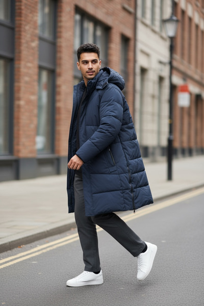 dehaine Men's long jacket, side zippers, M25