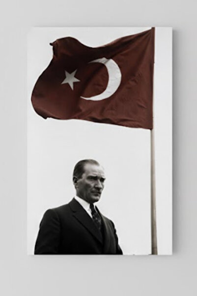 Atatürk Türk Bayrağı Kanvas Tablo | Şık Duvar Dekoru | Ev & Ofis Hediye Özel Tasarım Kaliteli Tablo